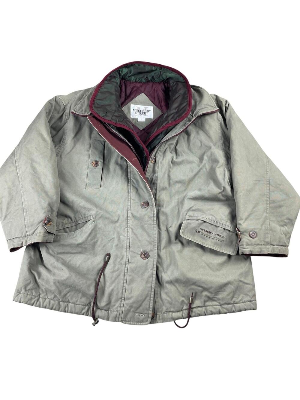 VTG. 90’s Mulberry Street Quilted 3 In 1 Canvas Jacket Men's XL Beige Brown